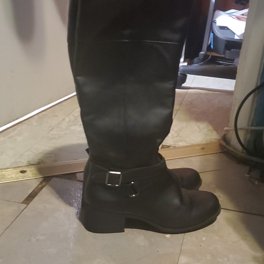 Black leather boots